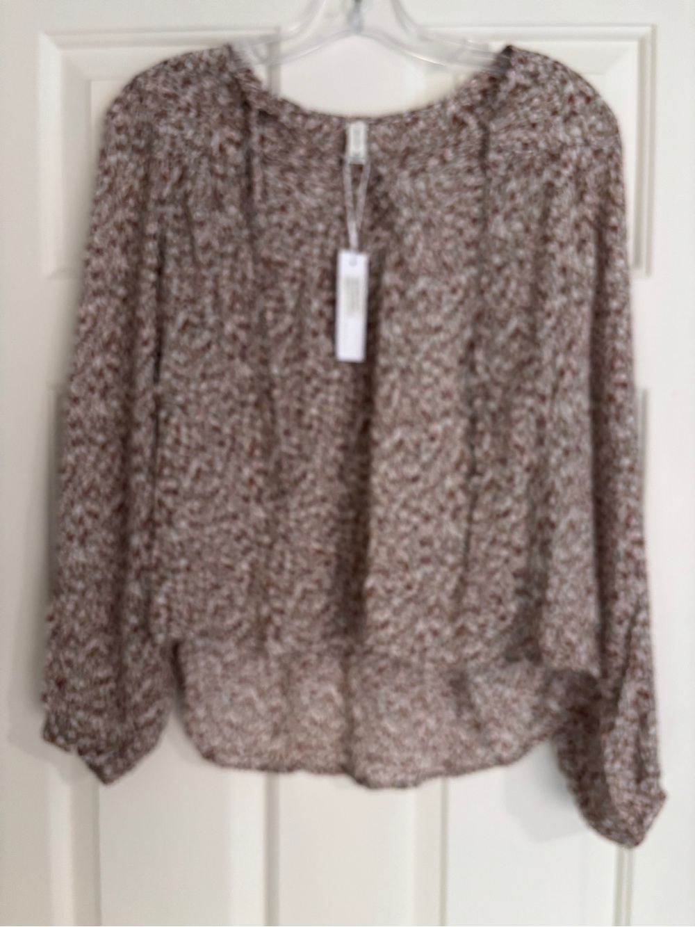 Gentle Fawn Clarita Taupe Speckle Rayon Blouson Sleeve Blouse NWT - Extra Small